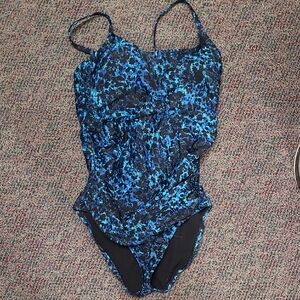 NWOT Speedo Blue Floral One-Piece Swimsuit